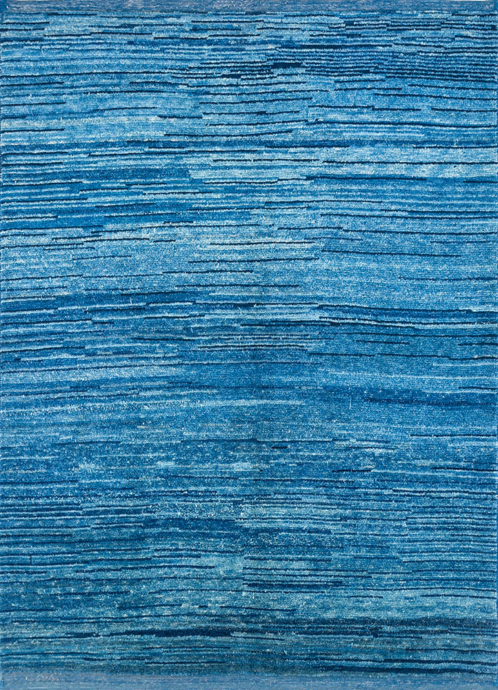 nuray blue wool hand knotted Rug - HeadShot