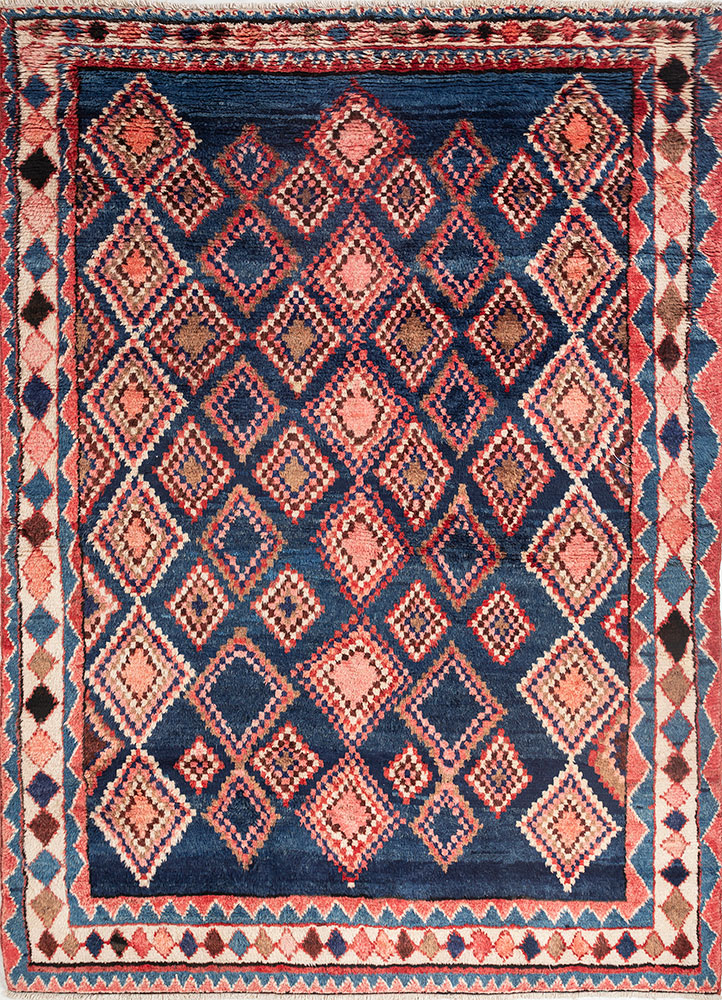 nuray blue wool hand knotted Rug - HeadShot