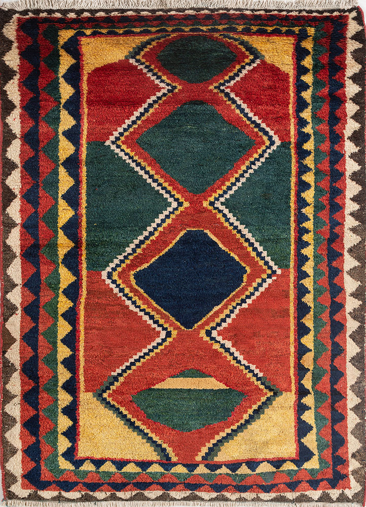 nuray red and orange wool hand knotted Rug - HeadShot