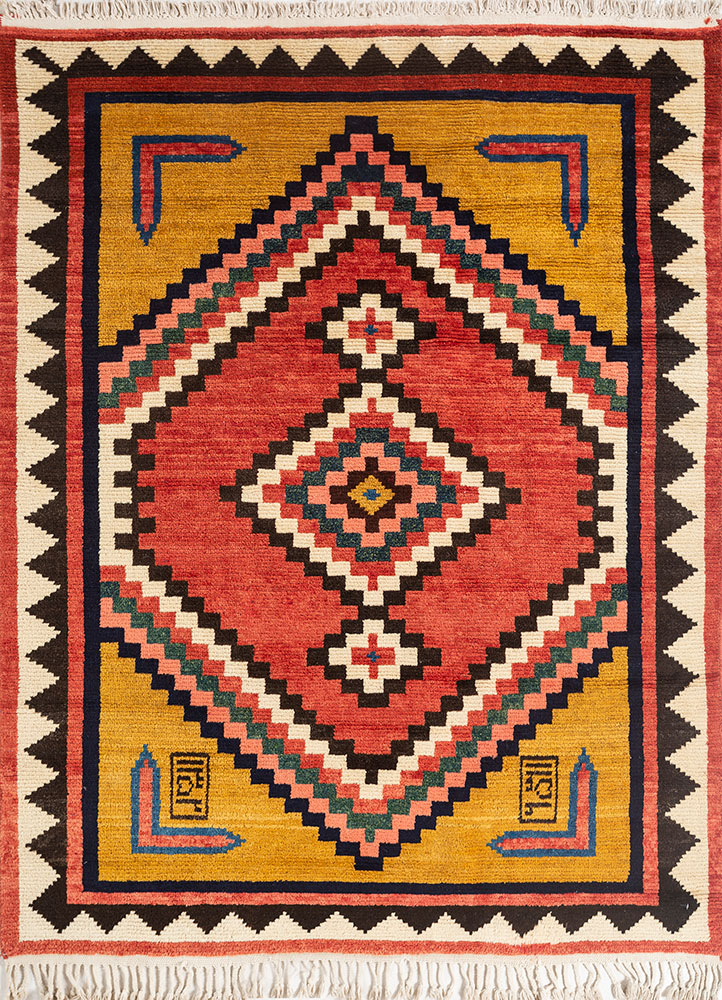 nuray pink and purple wool hand knotted Rug - HeadShot