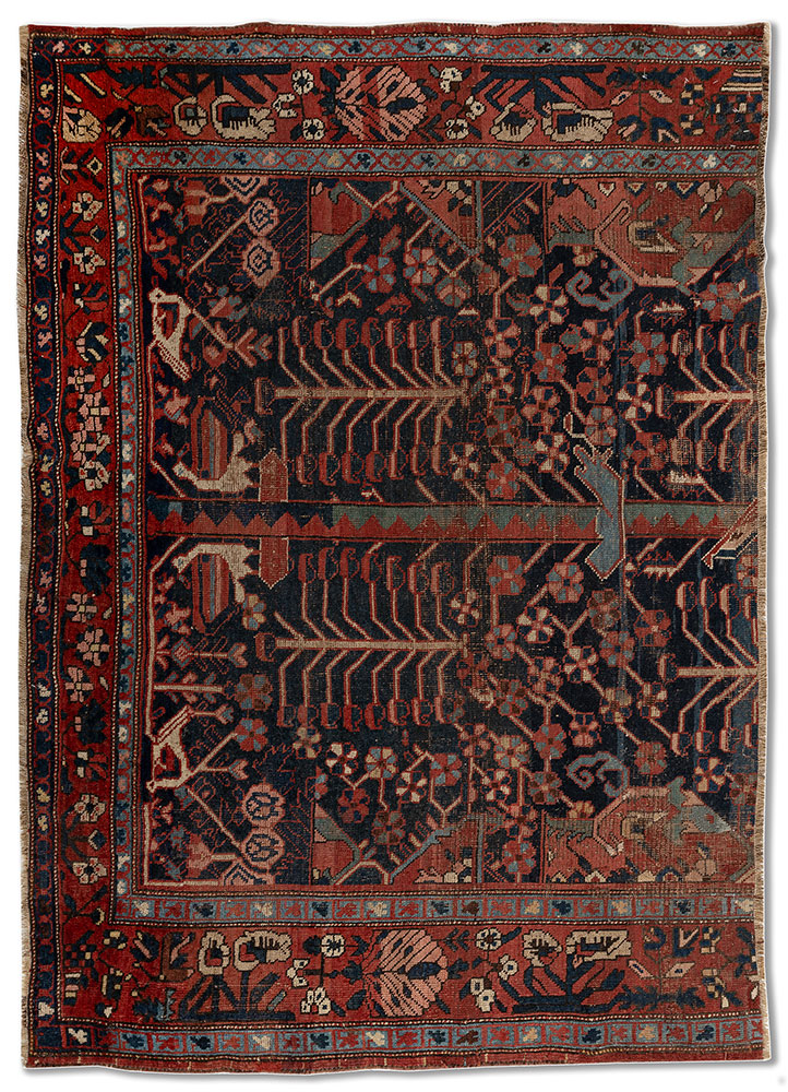 aalam blue wool hand knotted Rug - HeadShot