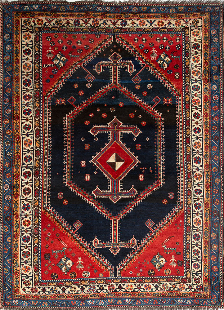 nuray blue wool hand knotted Rug - HeadShot
