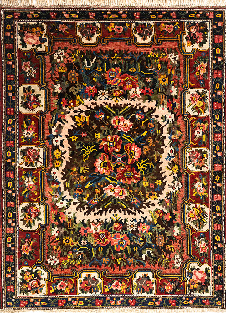 nuray beige and brown wool hand knotted Rug - HeadShot
