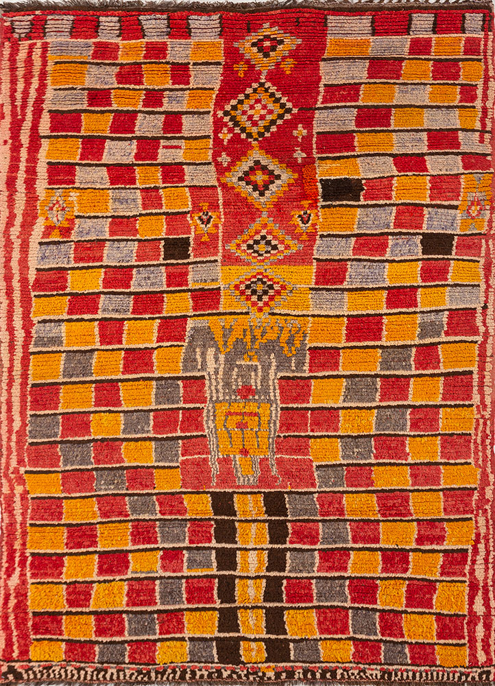 nayaab red and orange wool flat weaves Rug - HeadShot