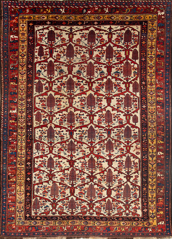 aalam ivory wool hand knotted Rug - HeadShot