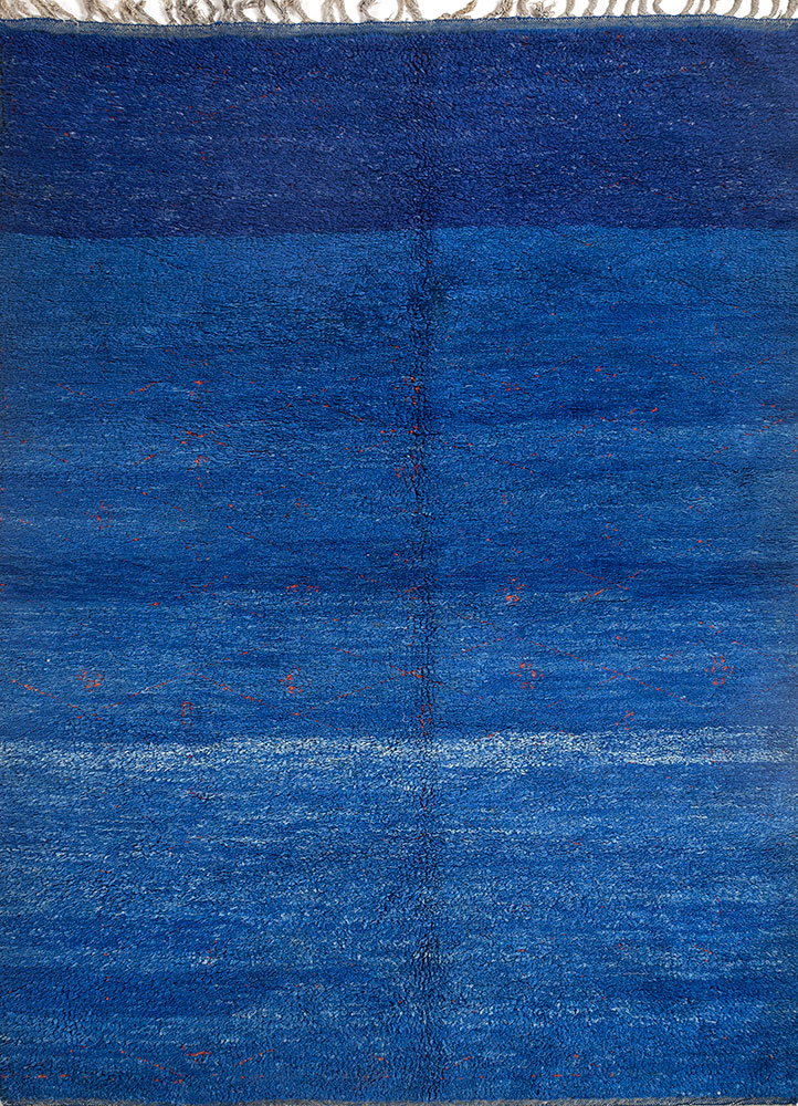 zuri blue wool hand knotted Rug - HeadShot