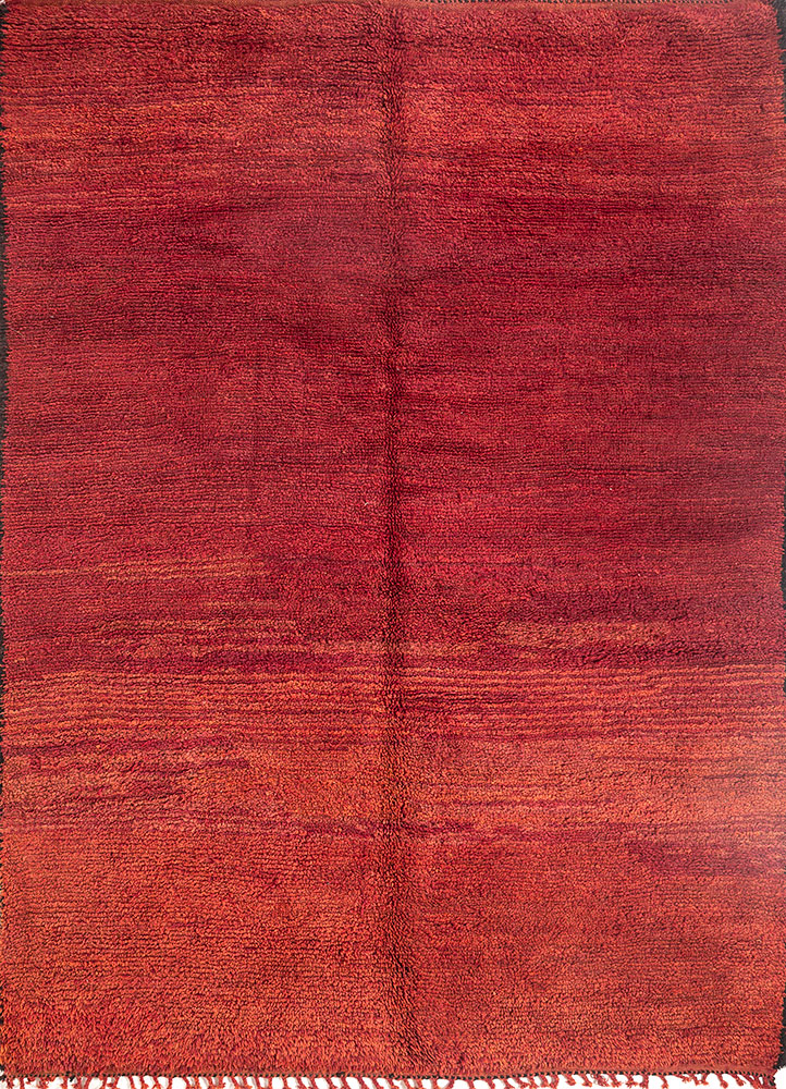 zuri red and orange wool hand knotted Rug - HeadShot