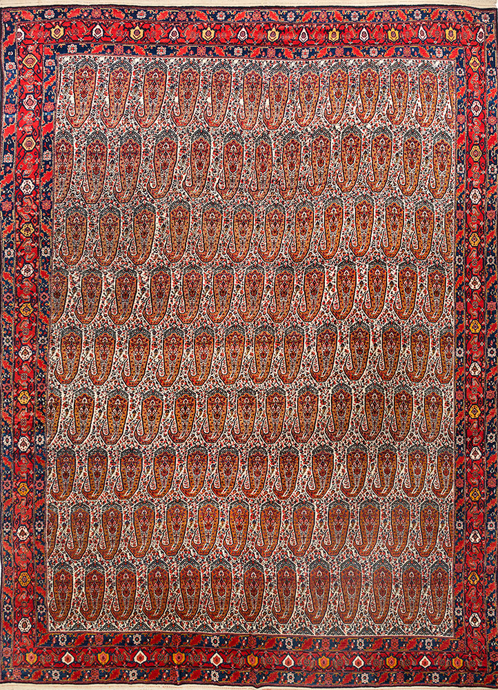 aalam ivory wool hand knotted Rug - HeadShot