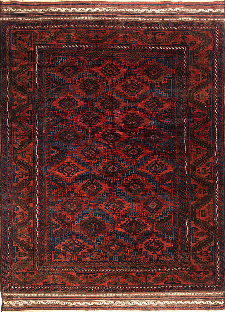 aalam red and orange wool hand knotted Rug - HeadShot