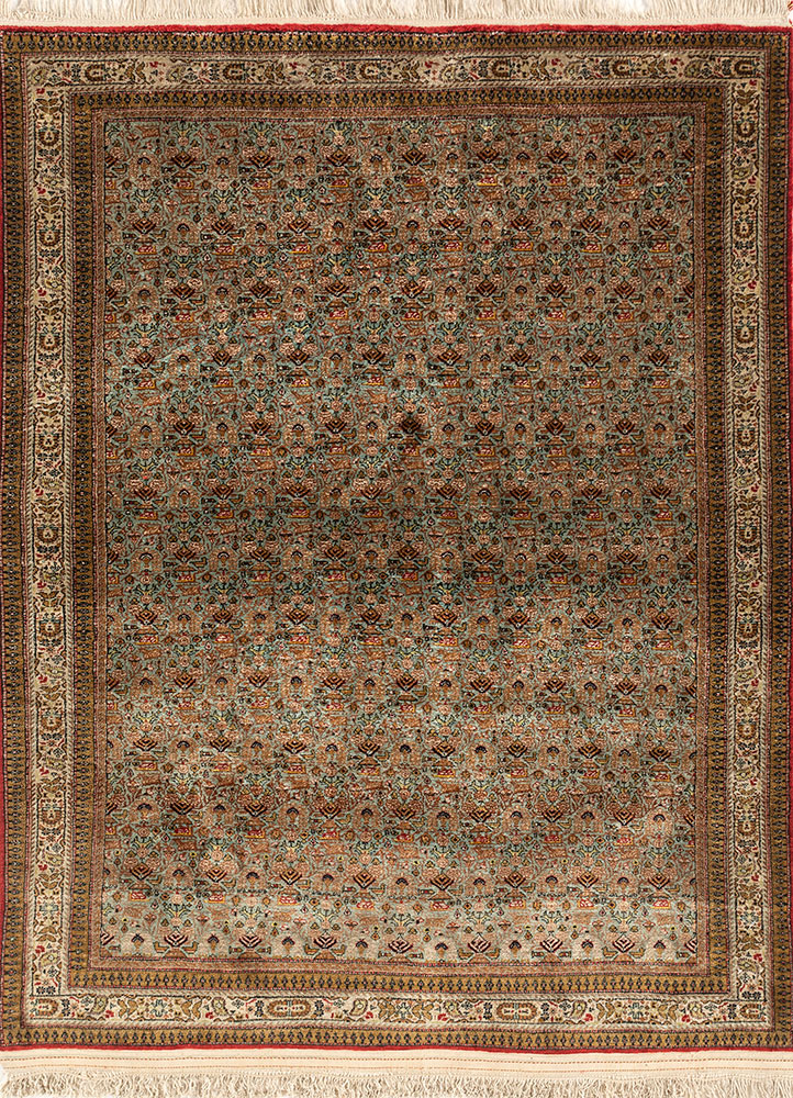 gulmarg blue silk hand knotted Rug - HeadShot