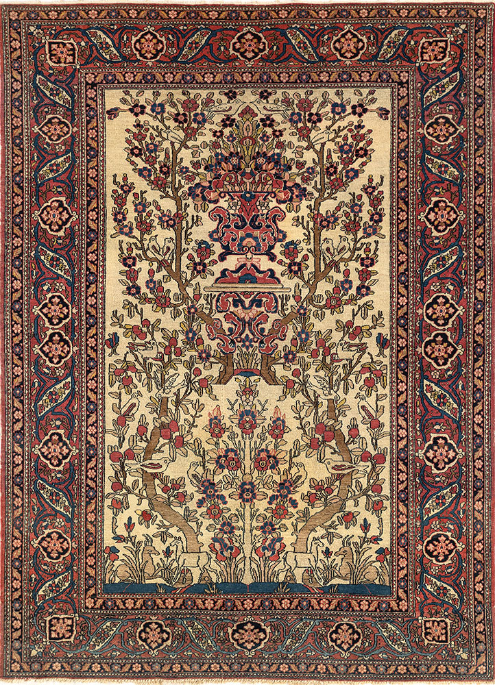 aalam gold wool hand knotted Rug - HeadShot