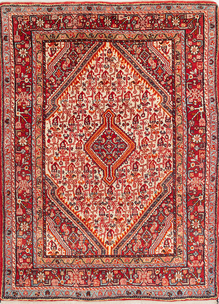 aalam ivory wool hand knotted Rug - HeadShot