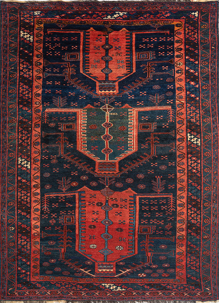 kiaan blue wool hand knotted Rug - HeadShot