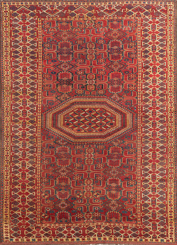 kiaan red and orange wool hand knotted Rug - HeadShot