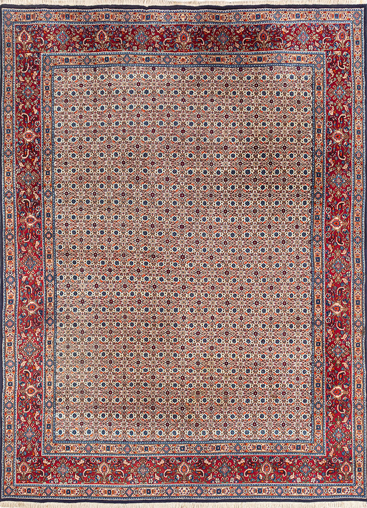 aalam ivory wool hand knotted Rug - HeadShot