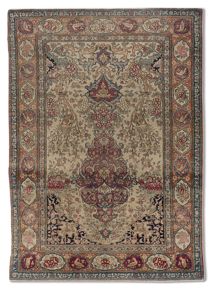 aalam red and orange wool hand knotted Rug - HeadShot