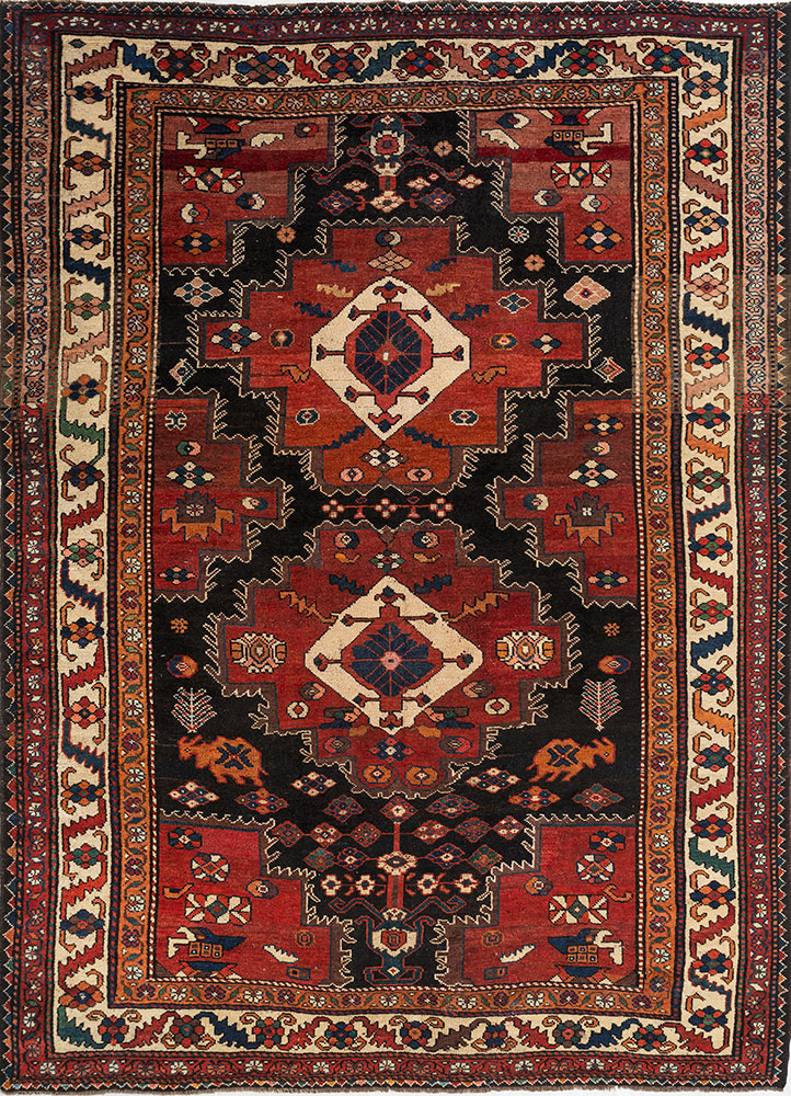 kiaan red and orange wool hand knotted Rug - HeadShot