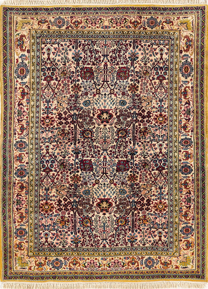 aalam ivory wool hand knotted Rug - HeadShot