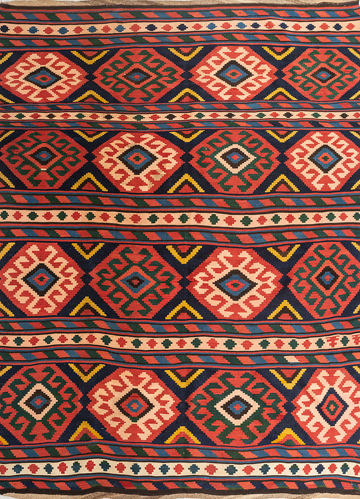 nayaab blue wool flat weaves Rug - HeadShot