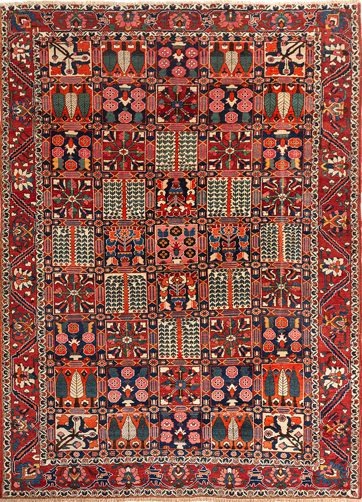 aalam blue wool hand knotted Rug - HeadShot