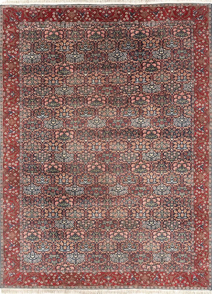 aalam grey and black wool hand knotted Rug - HeadShot