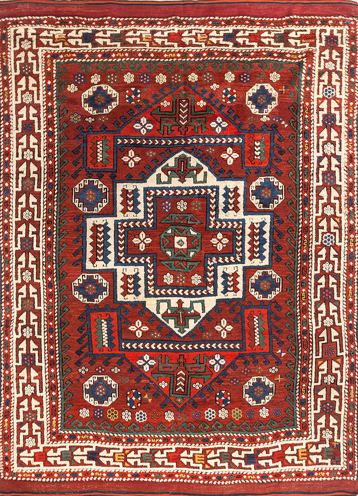 aalam ivory wool hand knotted Rug - HeadShot