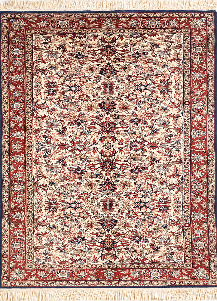 aalam ivory wool hand knotted Rug - HeadShot