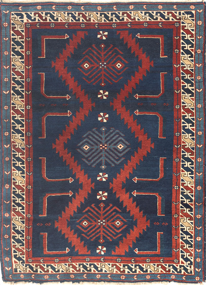 kiaan blue wool hand knotted Rug - HeadShot