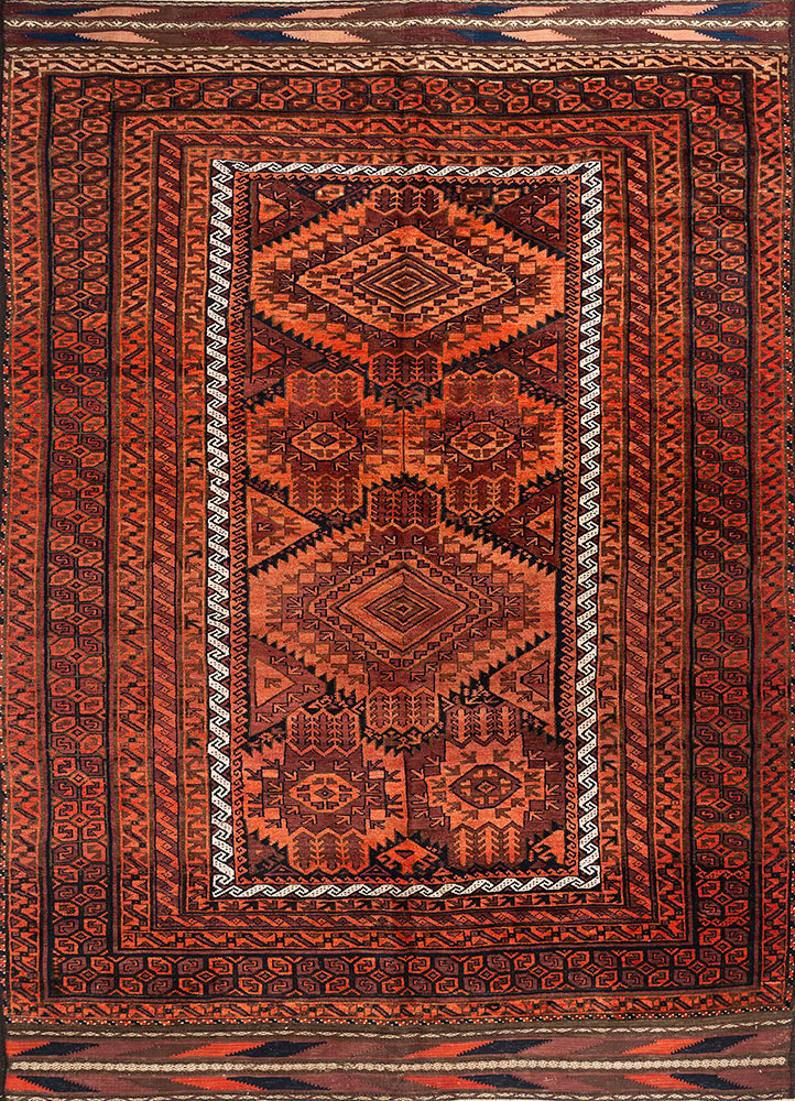 kiaan red and orange wool hand knotted Rug - HeadShot