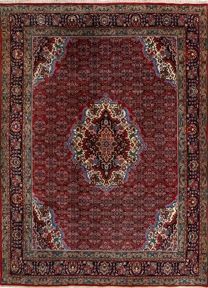 aalam red and orange wool hand knotted Rug - HeadShot