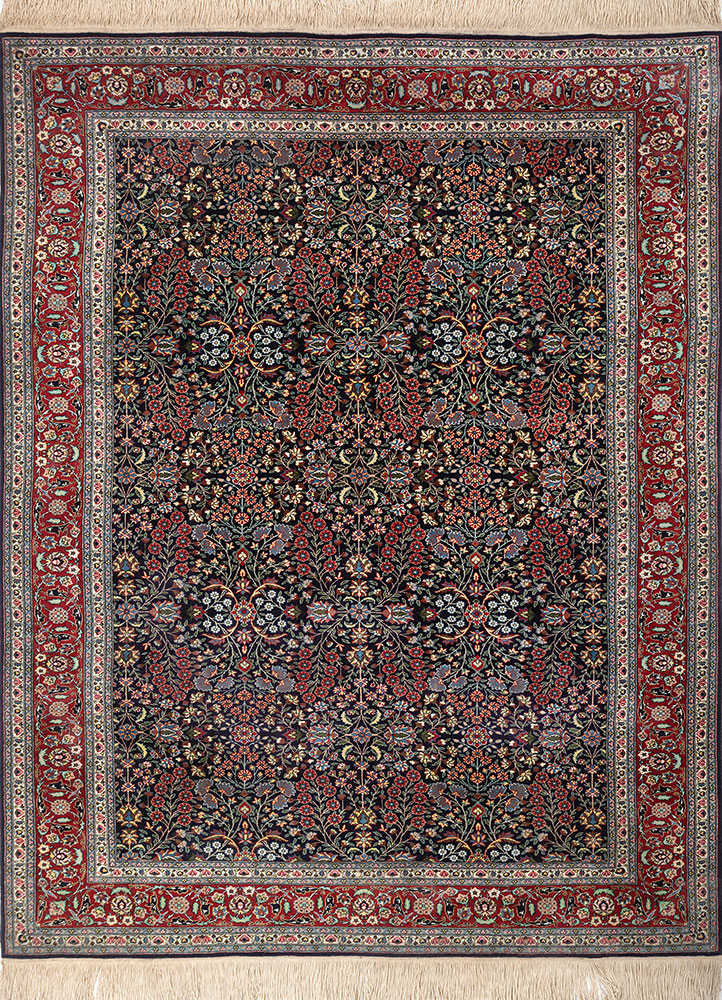 aalam blue wool hand knotted Rug - HeadShot