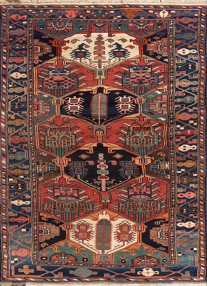 kiaan red and orange wool hand knotted Rug - HeadShot