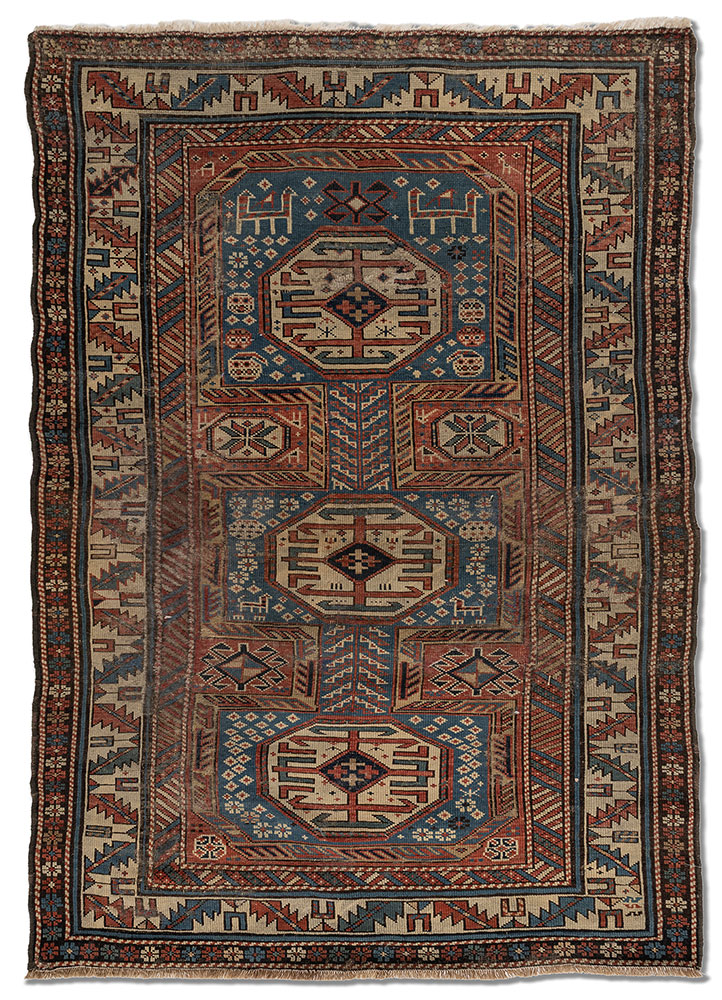 kiaan blue wool hand knotted Rug - HeadShot