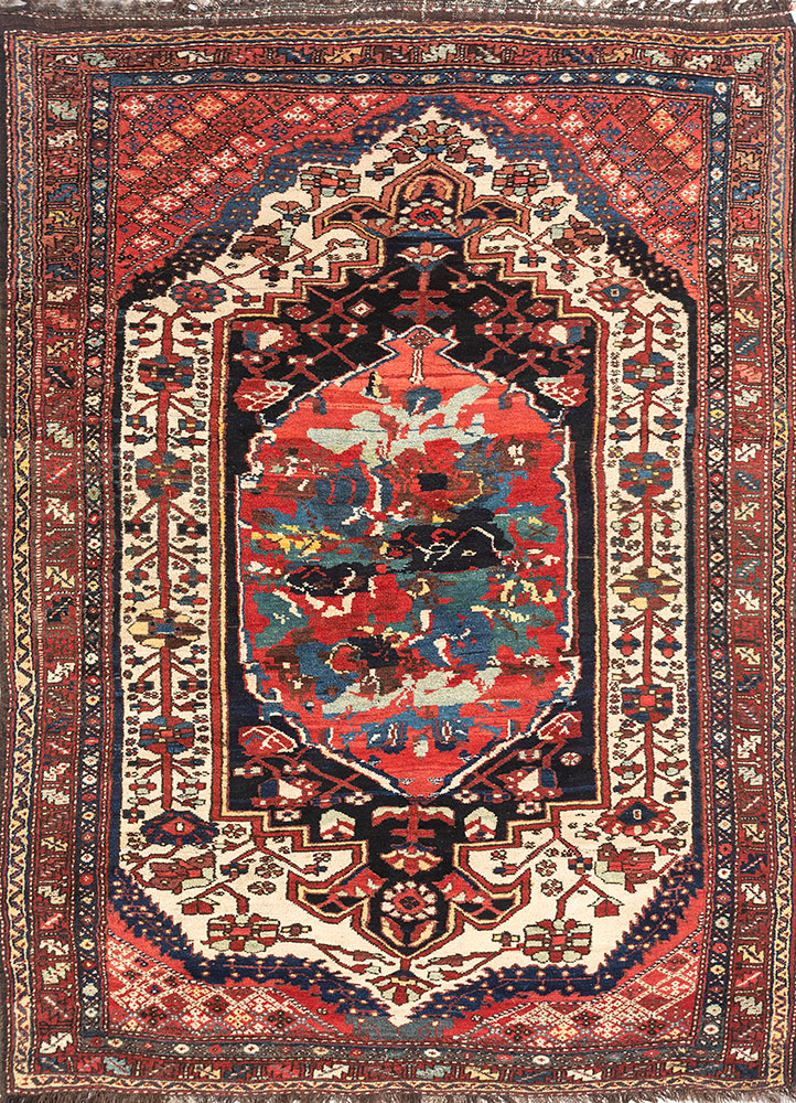 aalam grey and black wool hand knotted Rug - HeadShot