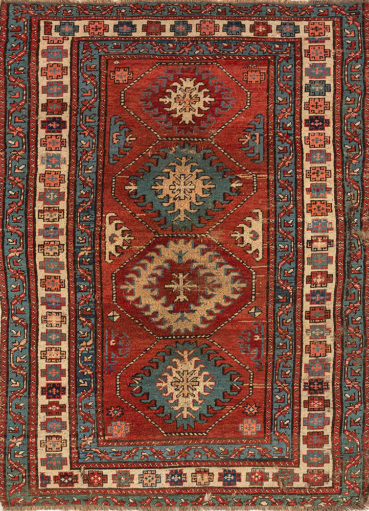 kiaan red and orange wool hand knotted Rug - HeadShot