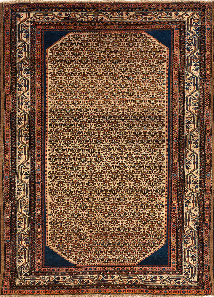 aalam ivory wool hand knotted Rug - HeadShot