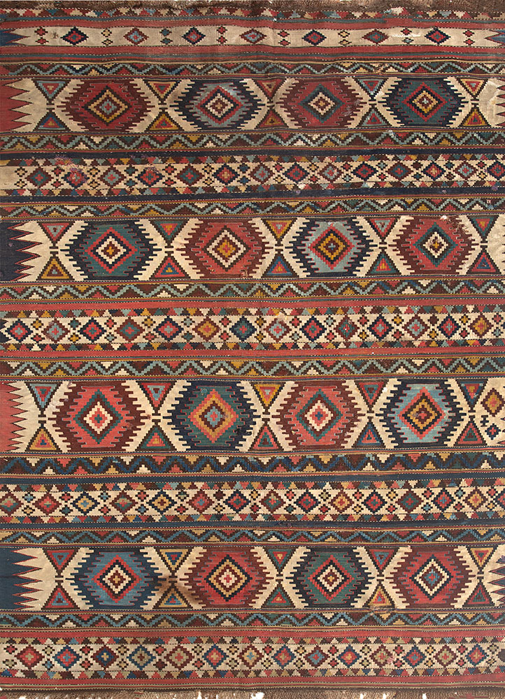 nayaab blue wool flat weaves Rug - HeadShot