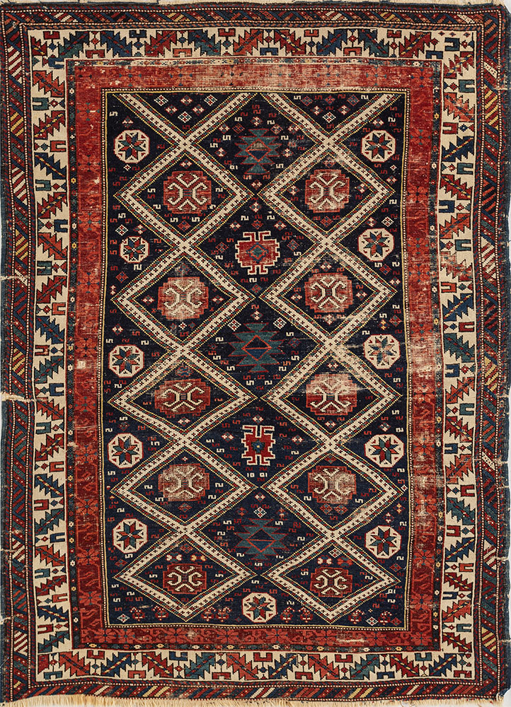 aalam blue wool flat weaves Rug - HeadShot