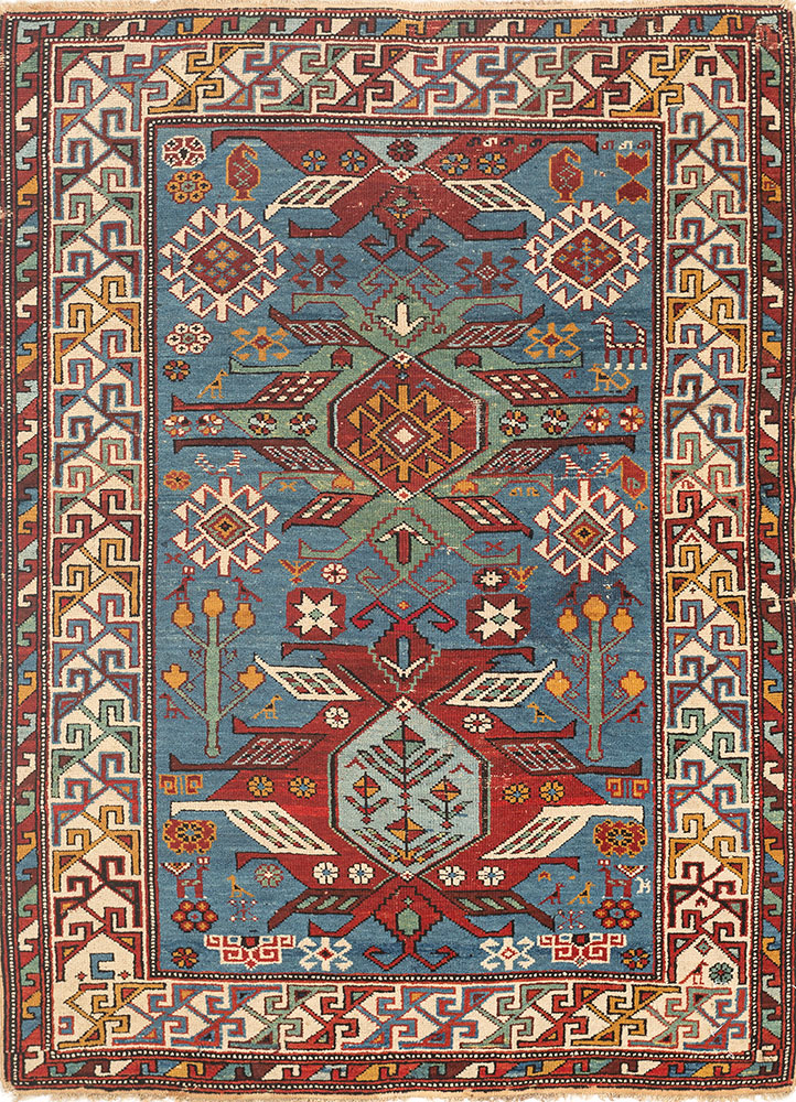 kiaan blue wool hand knotted Rug - HeadShot