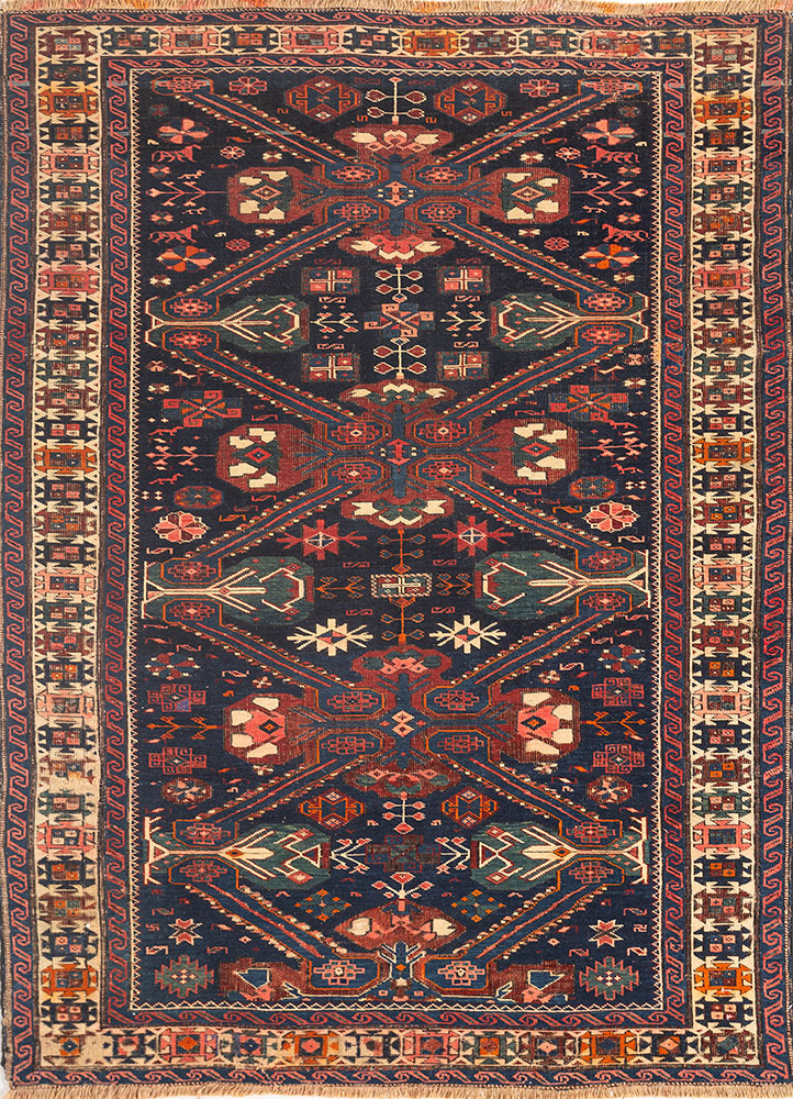 kiaan blue wool hand knotted Rug - HeadShot