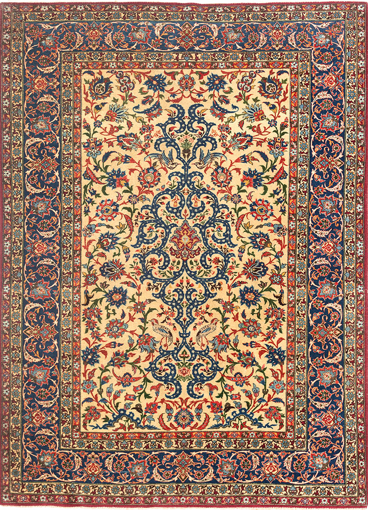 aalam ivory wool hand knotted Rug - HeadShot
