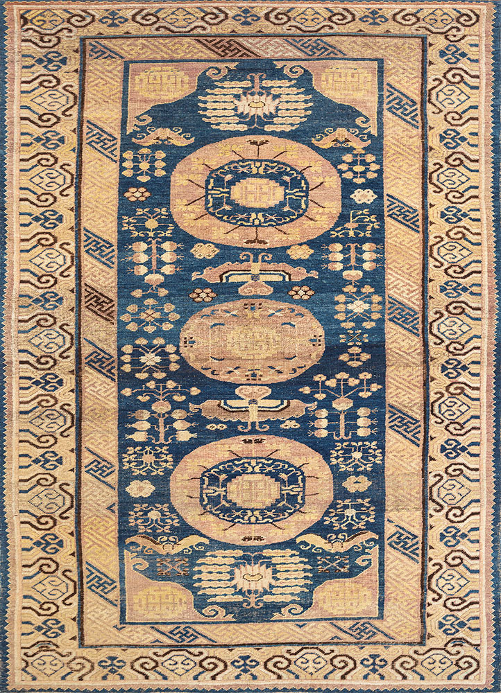 pechino blue wool hand knotted Rug - HeadShot