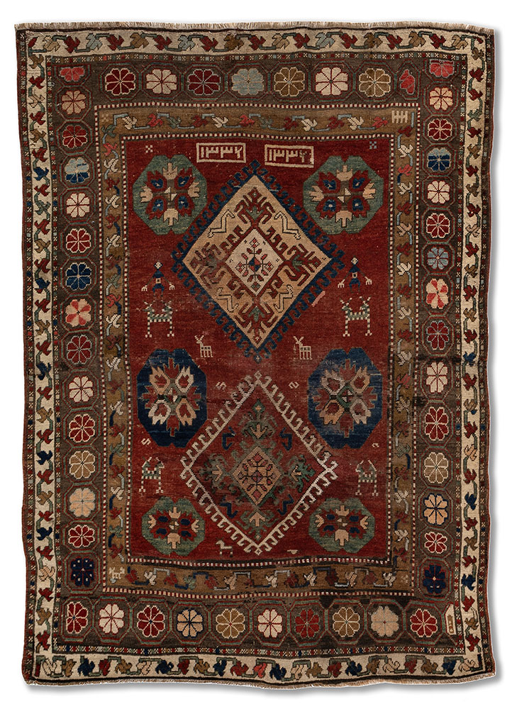 kiaan red and orange wool hand knotted Rug - HeadShot