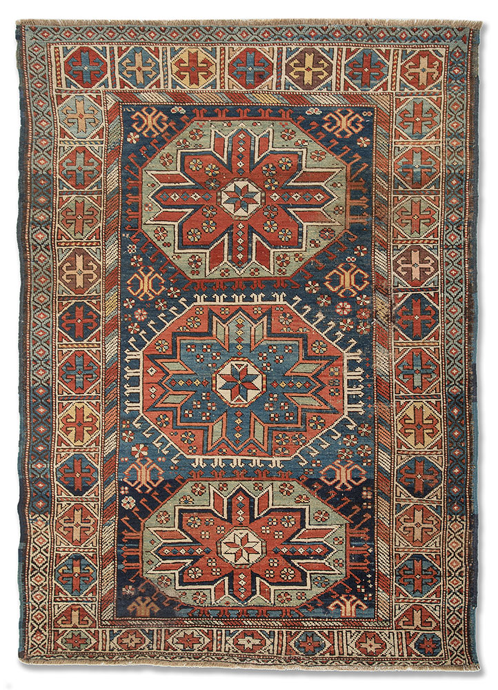 kiaan blue wool hand knotted Rug - HeadShot