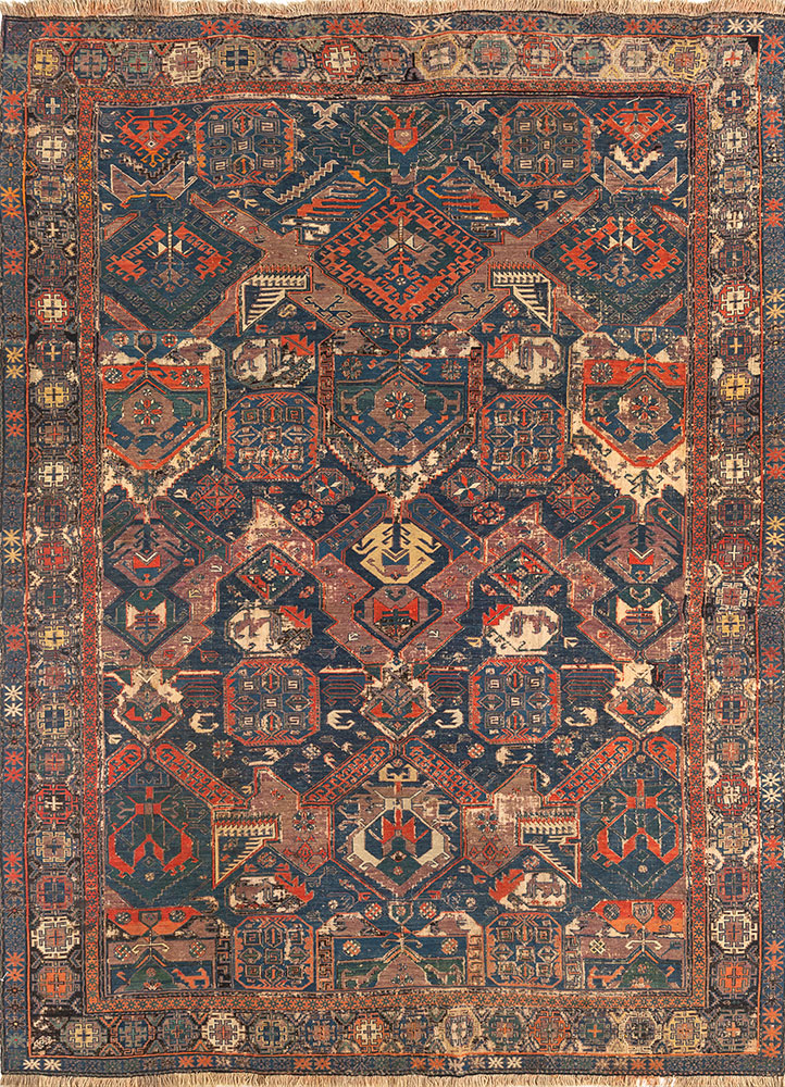 nayaab blue wool flat weaves Rug - HeadShot