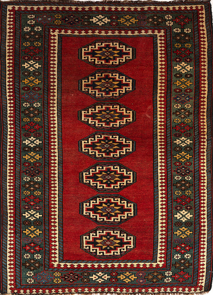 kiaan red and orange wool hand knotted Rug - HeadShot