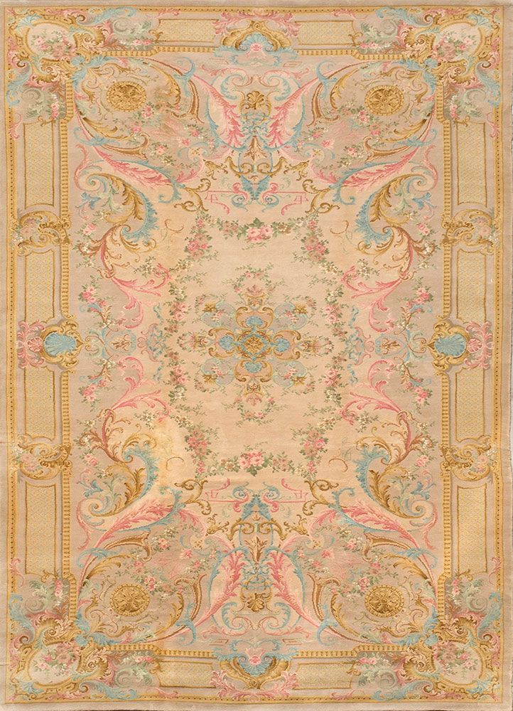 aalam beige and brown wool hand knotted Rug - HeadShot