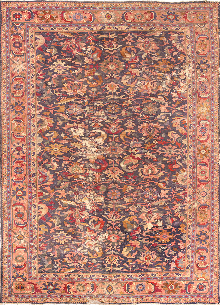 aalam grey and black wool hand knotted Rug - HeadShot