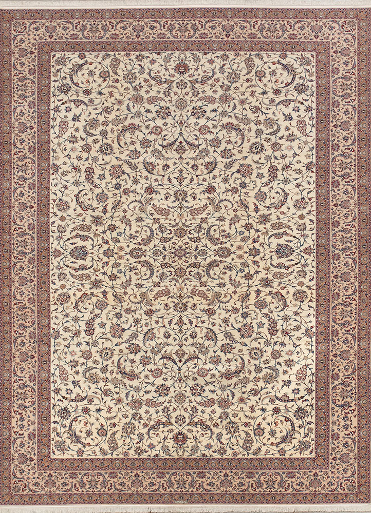 aalam ivory wool hand knotted Rug - HeadShot
