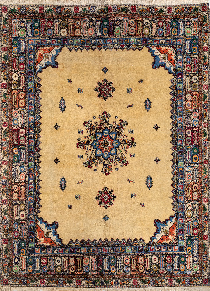 aalam gold wool hand knotted Rug - HeadShot